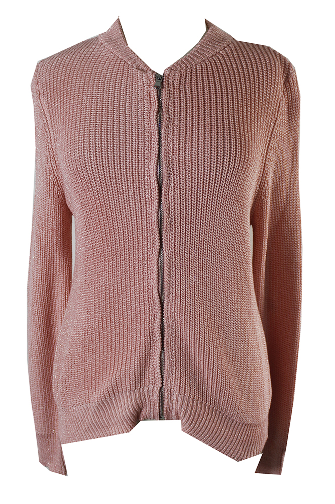 Ny Collection Розовая куртка-свитер с эффектом металлик L