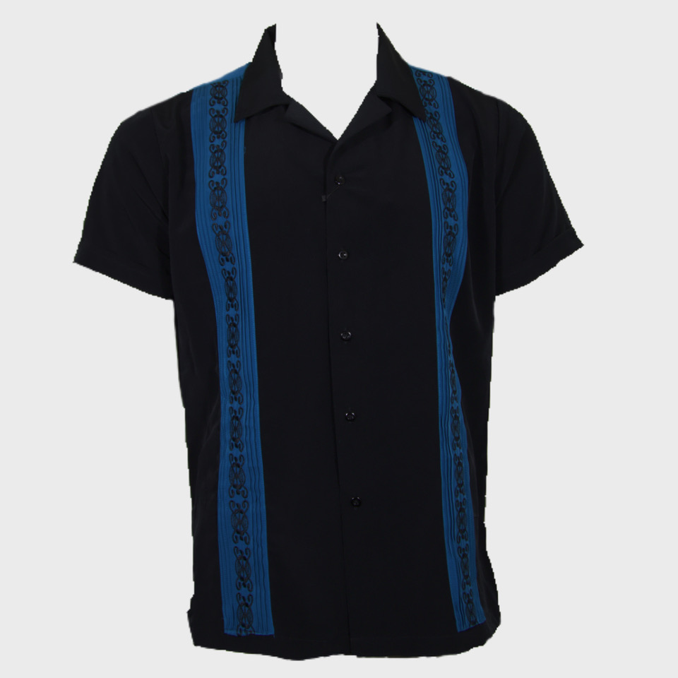 Men's Guayabera Shirt Embroidered Stripe Casual Button Up Cuba Beach ...