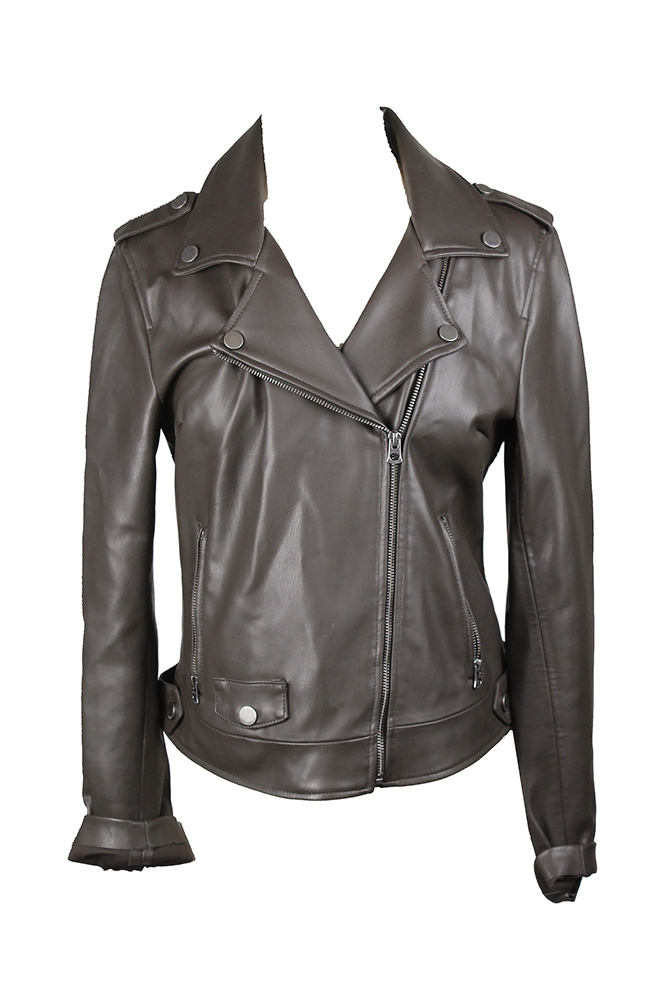 Lucky Brand Темно-коричневая байкерская куртка из искусственной кожи M
