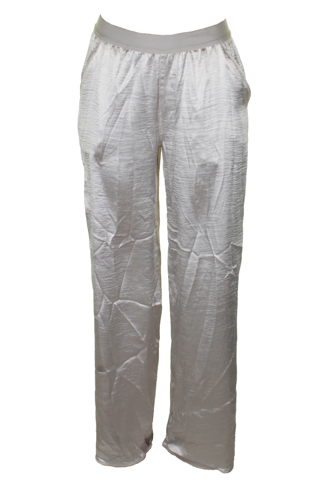 Max Studio London Silver Metallic Wide-Leg Satin Soft Pants S | eBay
