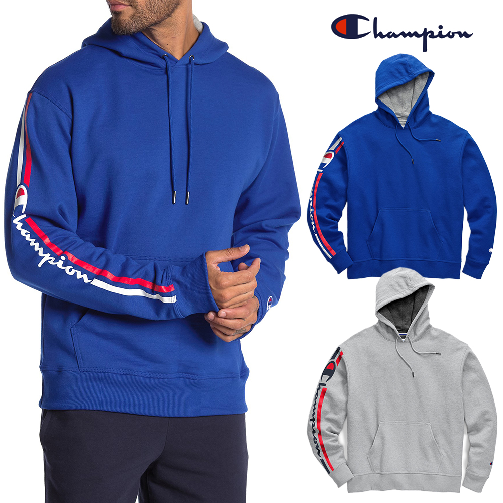 men's champion logo pullover hoodie