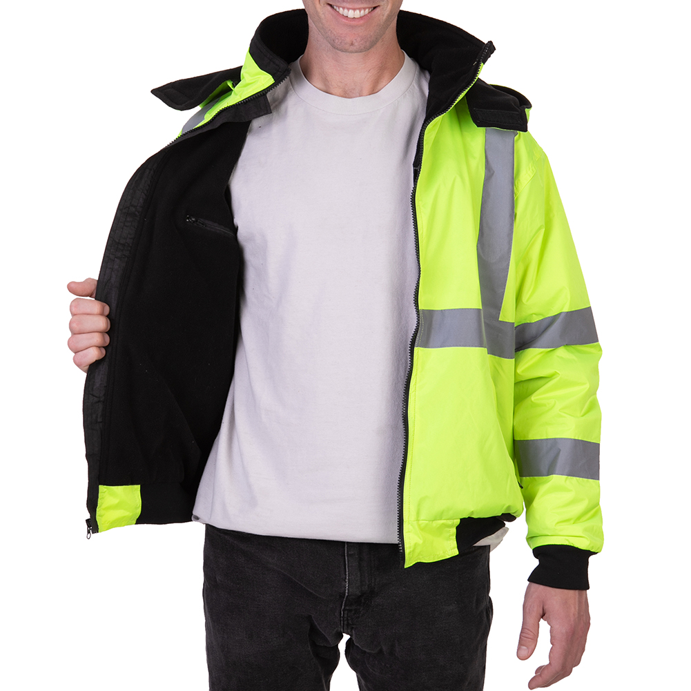 Download Maxxsel Men's Mock Neck Hooded Neon Reflective Jacket | eBay