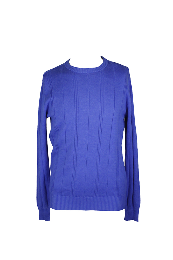 Синий свитер John Ashford City с круглым вырезом и текстурой в полоску, размер XL