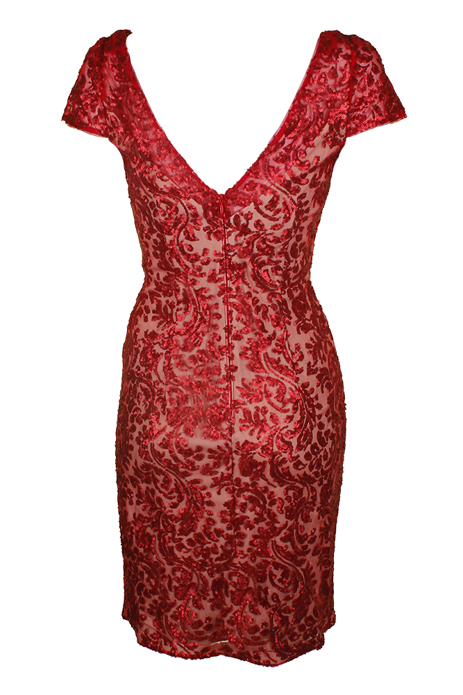 calvin klein cap sleeve sequin gown
