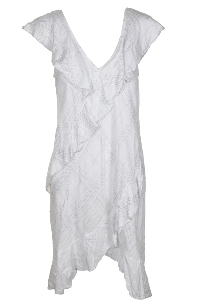 Max Studio London Белое многоуровневое платье прямого кроя без рукавов с оборками M