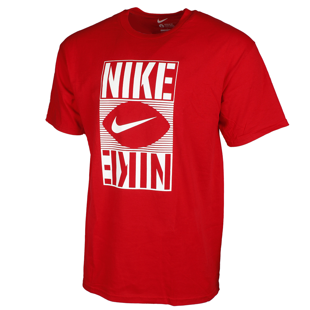 Nike Men's Short Sleeve Football Print Square Logo Athletic T Shirt | eBay