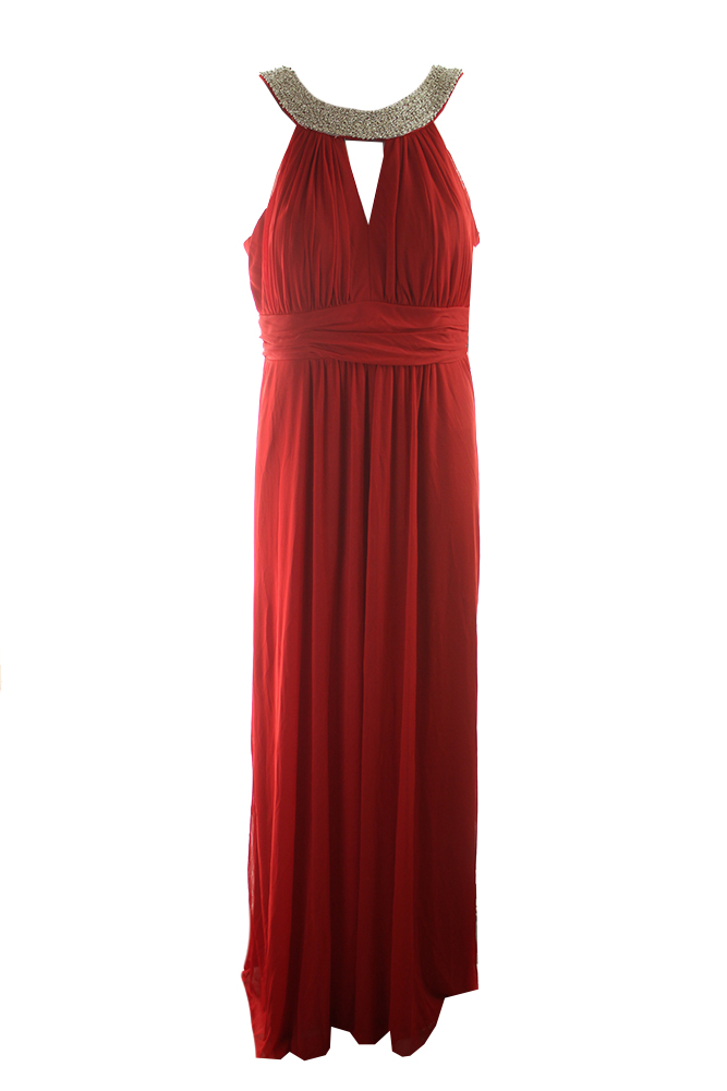 Красное шифоновое платье с бретелью через шею Onyx Nite 8