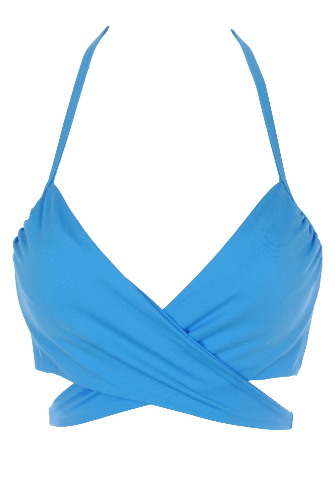 Sundazed Blue Simone Bra-Sized Underwire Wrap Bikini Top 32C ...