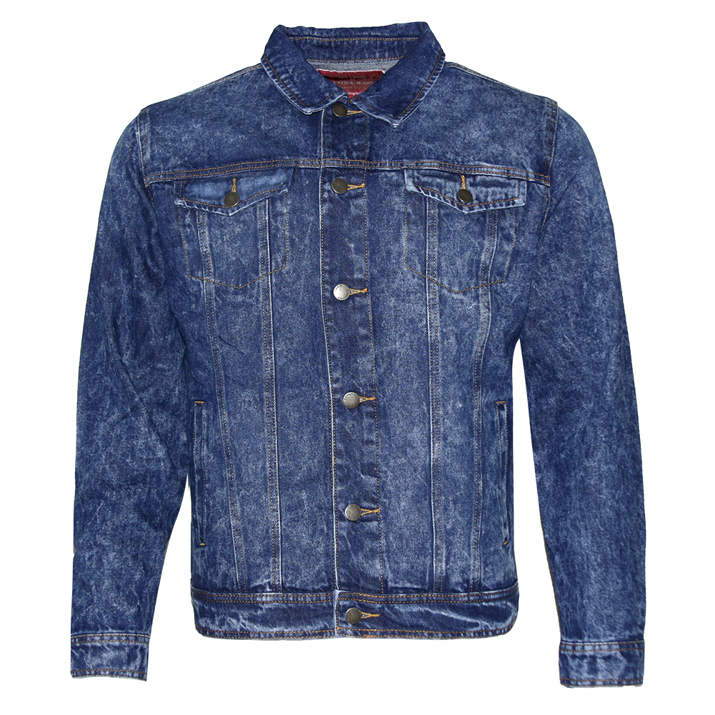 thumbnail 10  - Mens Denim Jean Jacket Faded Premium Cotton Button Up Slim Fit  Red Label