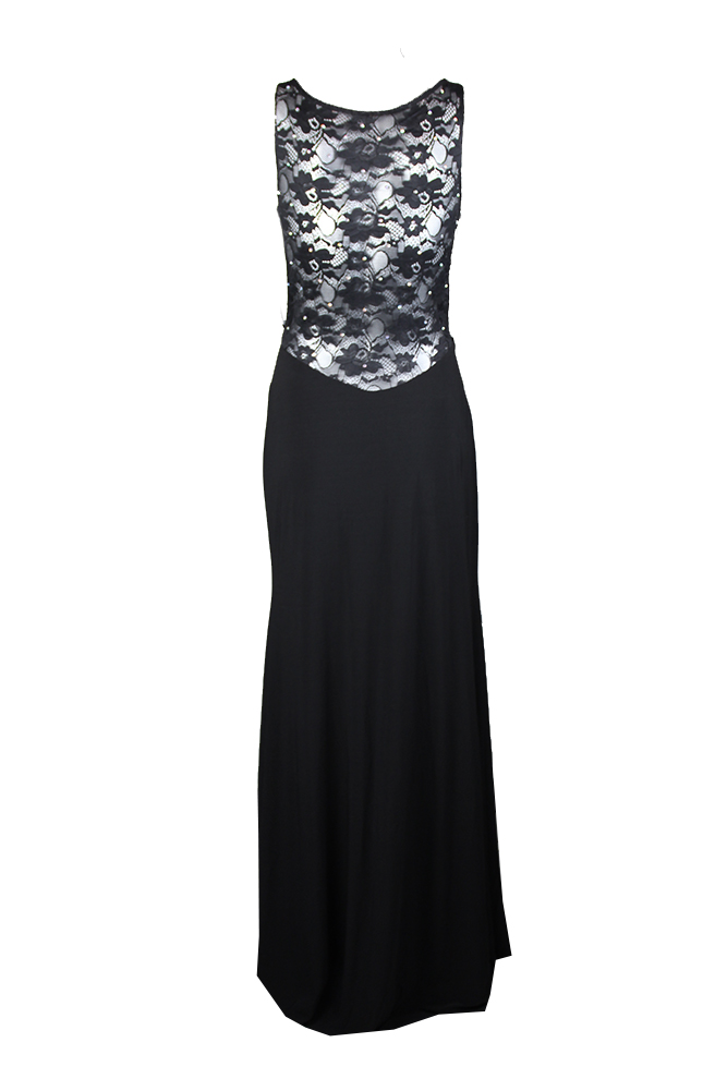 X By Xscape Black Rhinestone Illusion Lace Gown 10 808593875407 | eBay