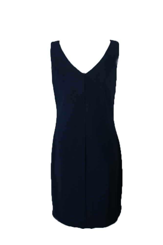 navy sleeveless sheath dress
