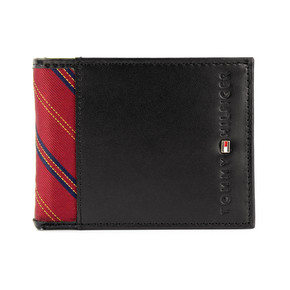 Tommy Hilfiger Men&#39;s Leather Wallet Passcase & Valet Billfold Black w/ Red 26217276960 | eBay