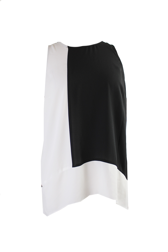Inc International Concepts Black White High-Low Colorblocked Shell 8