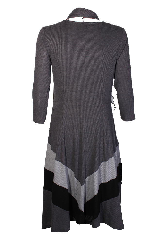Signature By Robbie Bee Petite Grey Coloblocked A-Line Dress And ...