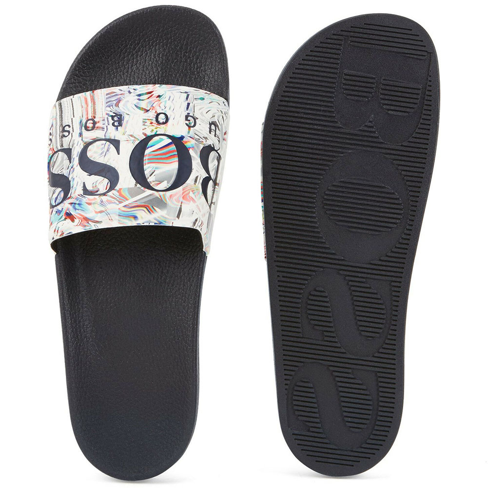 Hugo Boss 50388496 Contrast Solar Logo Rubber Slide Sandals | eBay