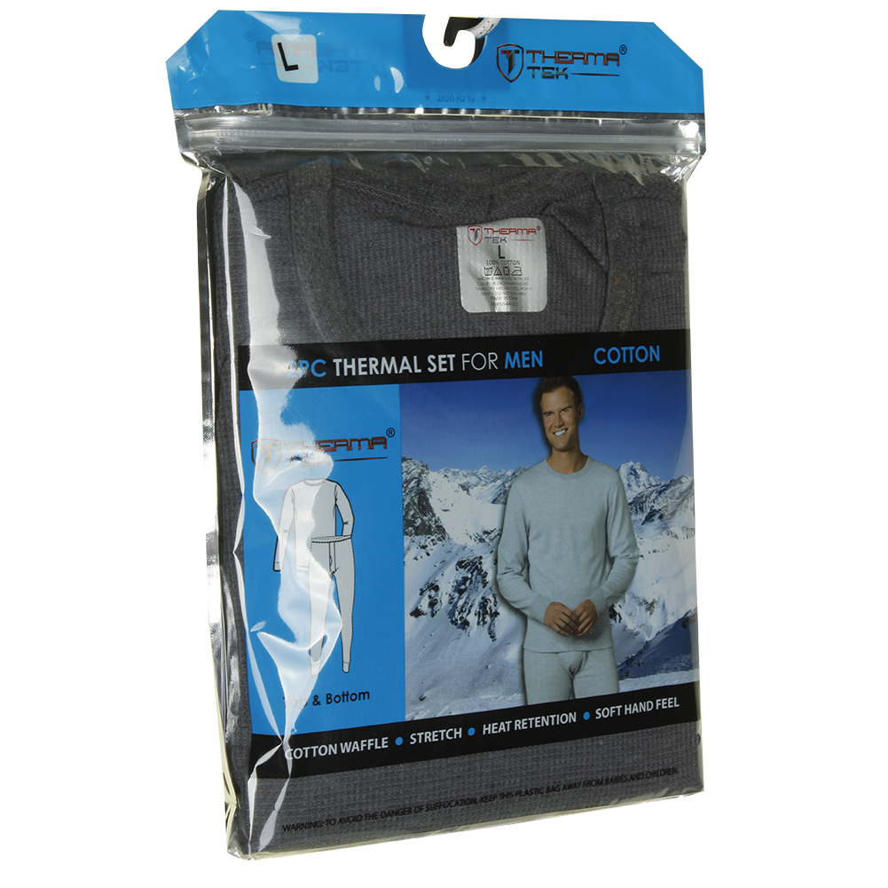 Therma Tek Men's Underwear 2 PC Waffle Knit Thermal Long Johns Top ...
